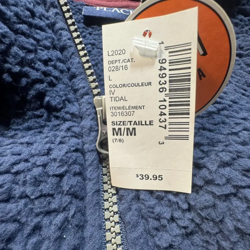 The Children's Place Fur Jacket Coat Blue Size M Brand‎ New